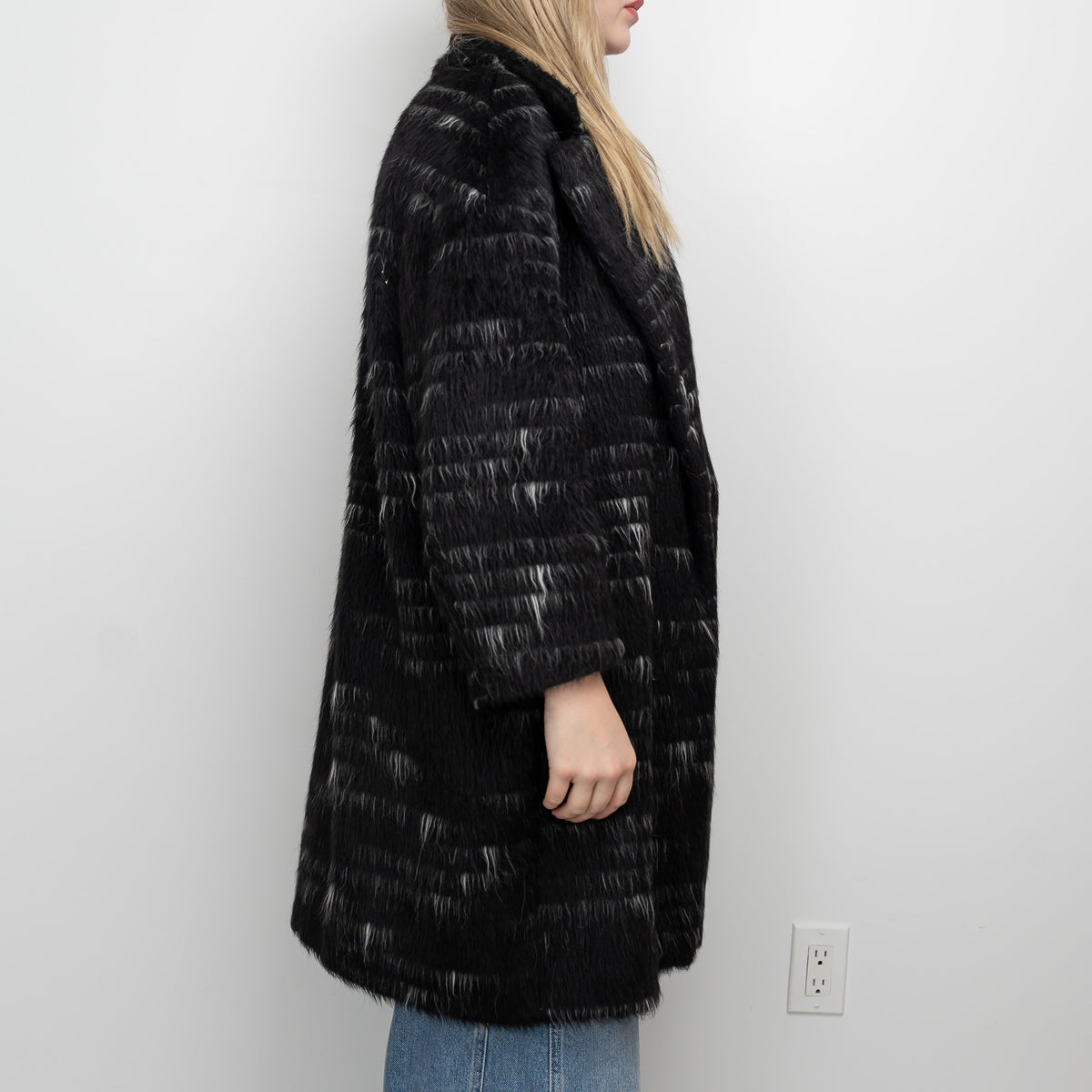 Sportmax Black Alpaca Wool Long Coat Size 8