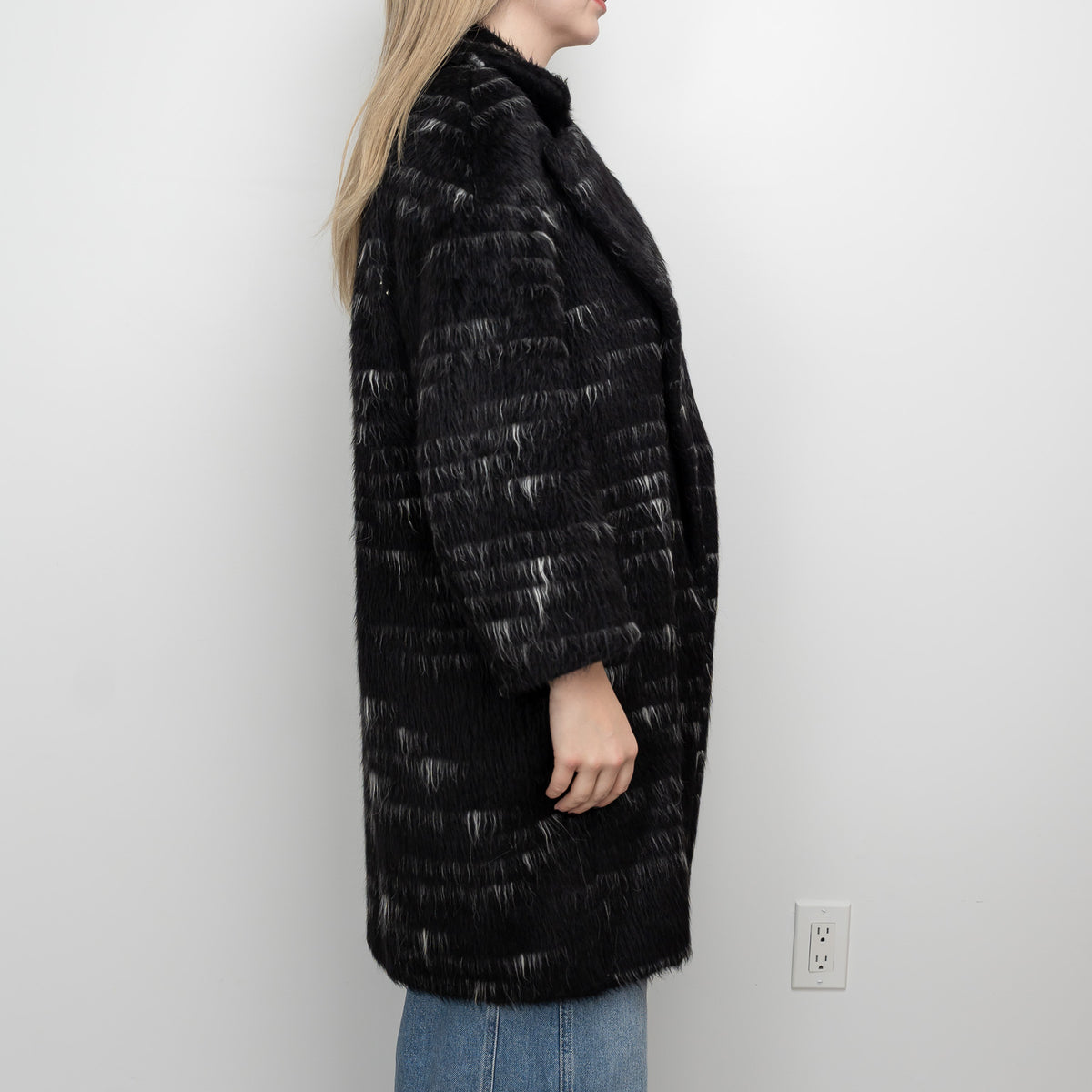 Sportmax Black Alpaca Wool Long Coat Size 8