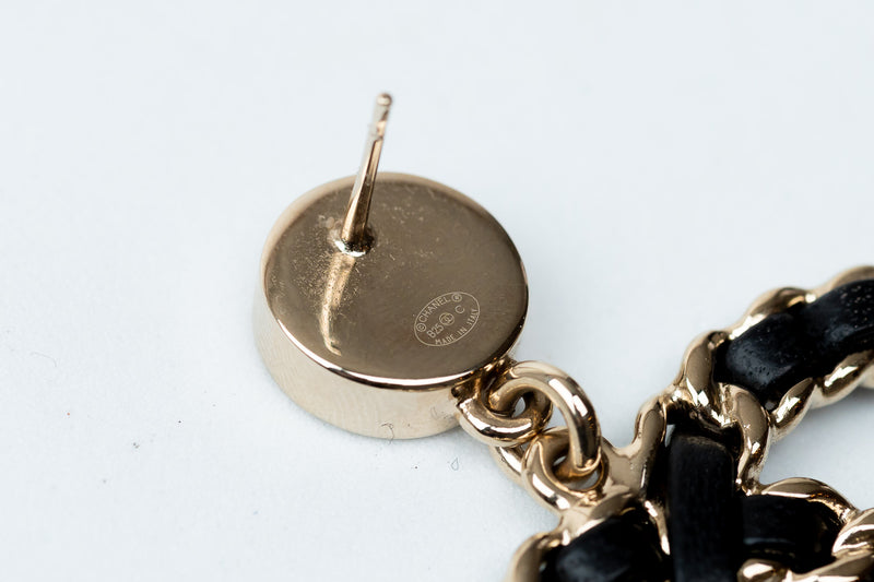 logo leather interlaced earrings (stamp)
