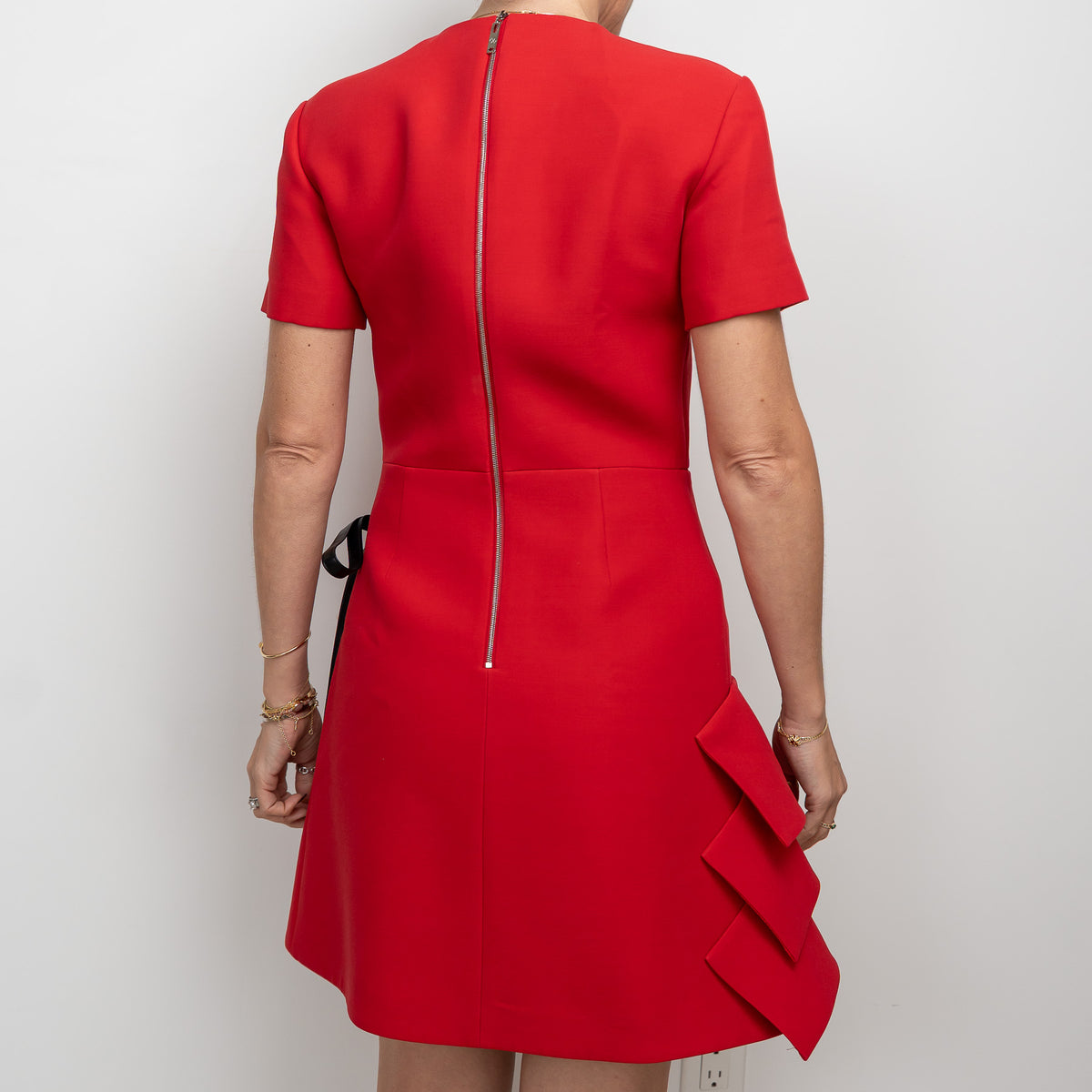 Louis Vuitton Red Dress with Gathers and Tie Detail Size 38