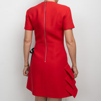 Louis Vuitton Red Dress with Gathers and Tie Detail Size 38
