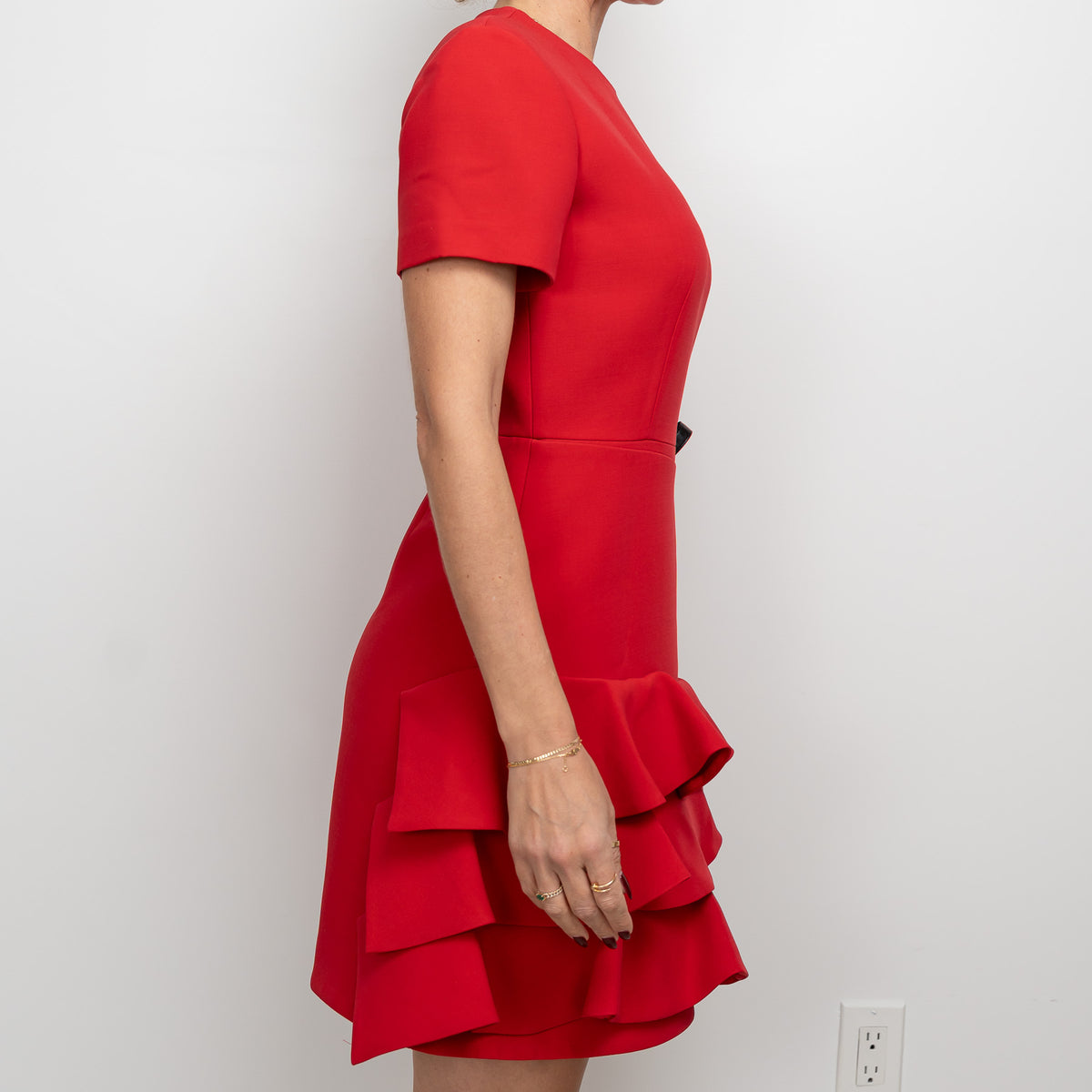 Louis Vuitton Red Dress with Gathers and Tie Detail Size 38