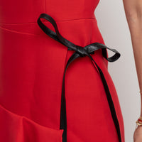 Louis Vuitton Red Dress with Gathers and Tie Detail Size 38