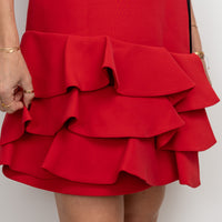 Louis Vuitton Red Dress with Gathers and Tie Detail Size 38