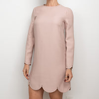 Valentino Beige Dress With Scalloped Hem and Rockstud Details Size 6