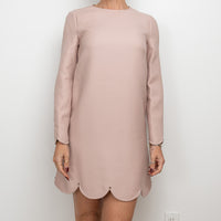 Valentino Beige Dress With Scalloped Hem and Rockstud Details Size 6