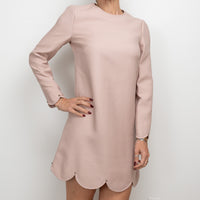 Valentino Beige Dress With Scalloped Hem and Rockstud Details Size 6