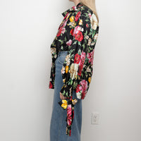 Dolce & Gabbana Black Multicolour Silk Floral Button Up Size 42