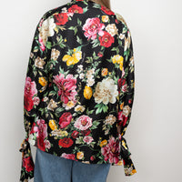 Dolce & Gabbana Black Multicolour Silk Floral Button Up Size 42