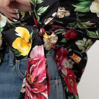 Dolce & Gabbana Black Multicolour Silk Floral Button Up Size 42