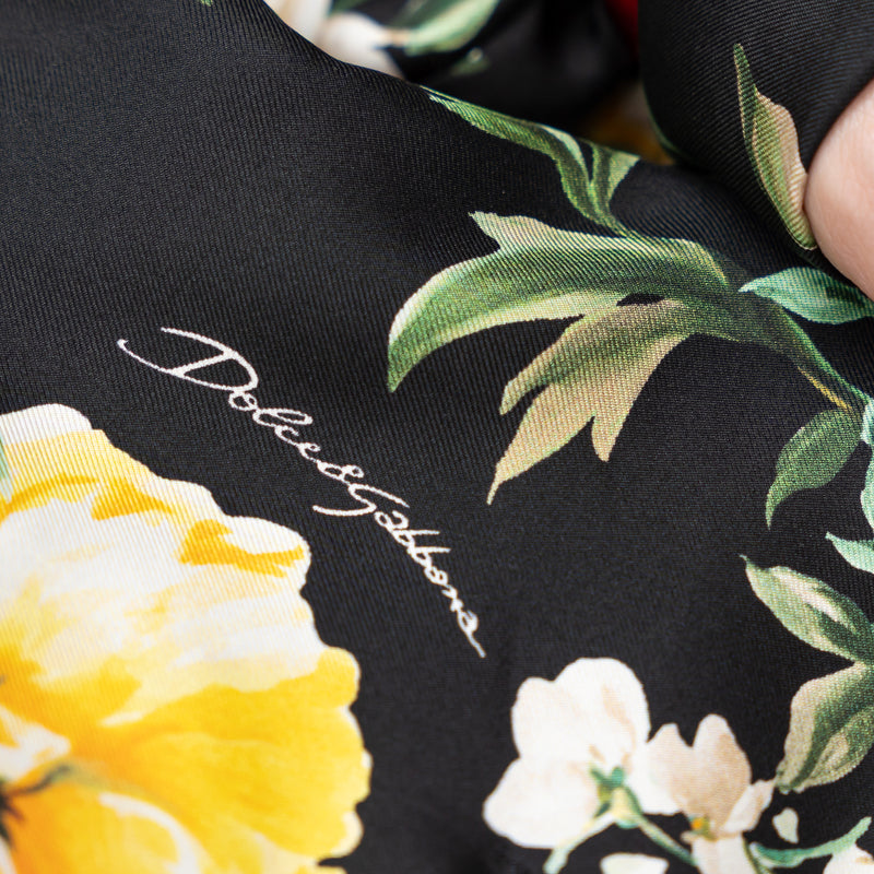 Dolce & Gabbana Black Multicolour Silk Floral Button Up Size 42
