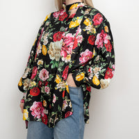 Dolce & Gabbana Black Multicolour Silk Floral Button Up Size 42