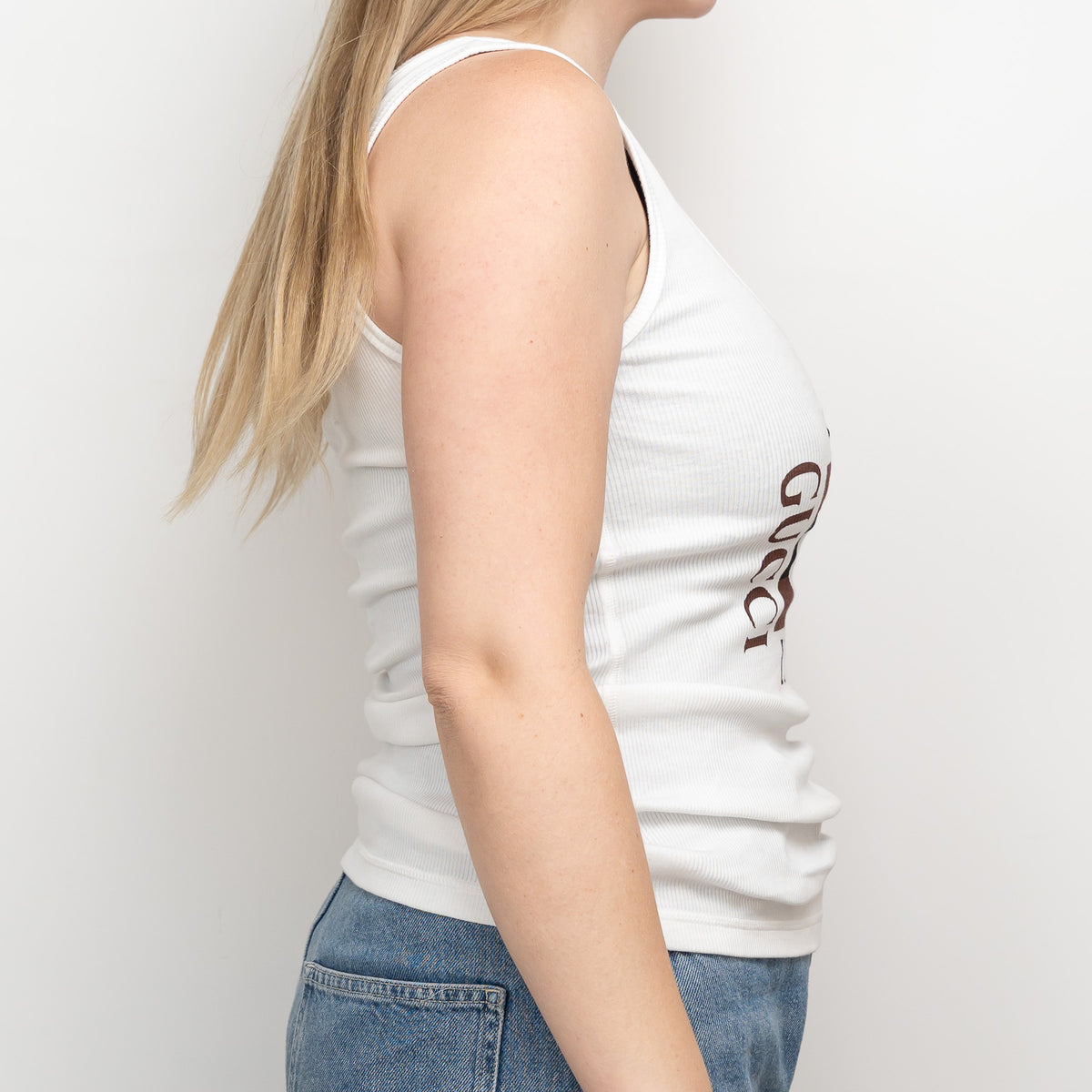 Gucci White Logo Graphic Tank Top Size M