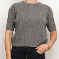 Khaite Grey Knit Shortsleeve Sweater Size S