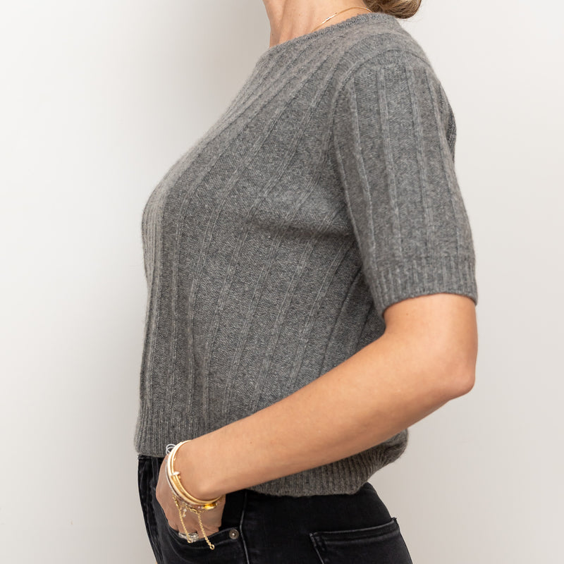 Khaite Grey Knit Shortsleeve Sweater Size S