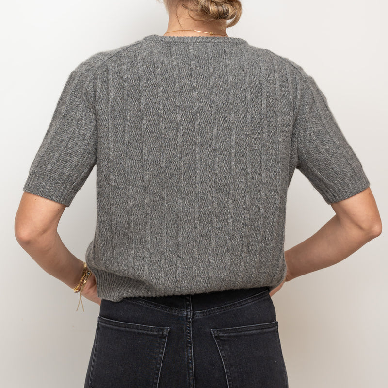 Khaite Grey Knit Shortsleeve Sweater Size S