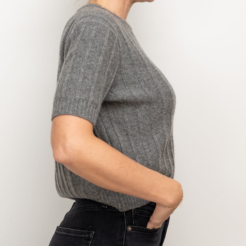 Khaite Grey Knit Shortsleeve Sweater Size S