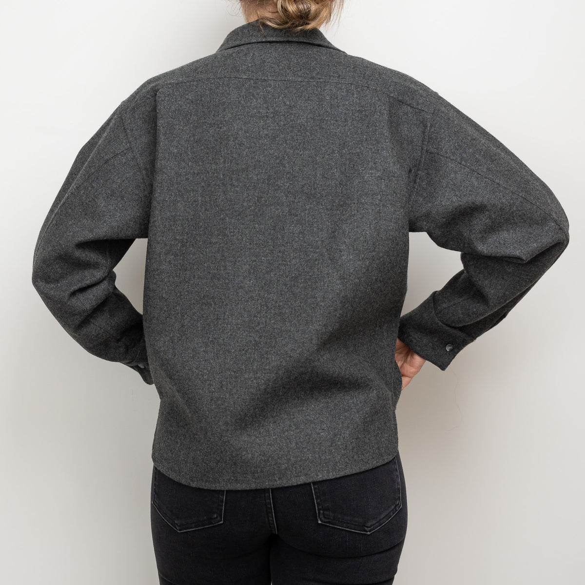 Max Mara Grey Wool Button Up Jacket Size 2