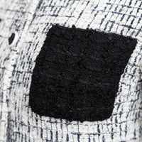 Pre-Loved Chanel™ White and Black Tweed Jacket Embellished with Faux Pearls Size 36