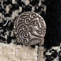 Pre-Loved Chanel™ White and Black Tweed Checkered Coat Size 36