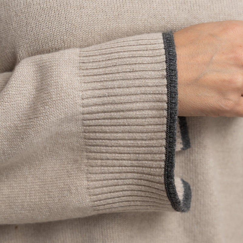 Brunello Cuccinelli Beige Cashmere Turtleneck Sweater Size S