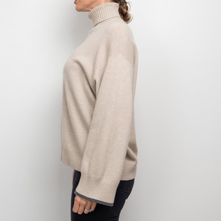 Brunello Cuccinelli Beige Cashmere Turtleneck Sweater Size S