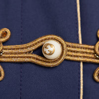 Gucci Navy Coat with Multicolour Embroidered Details and Embellishments Size 40