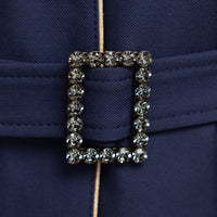 Gucci Navy Coat with Multicolour Embroidered Details and Embellishments Size 40