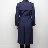 Gucci Navy Coat with Multicolour Embroidered Details and Embellishments Size 40