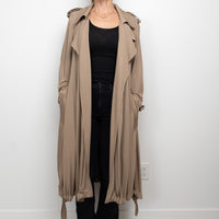 Burberry Beige Belted Pleated Trench Coat Size 2