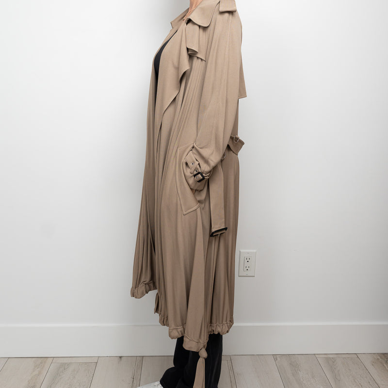 Burberry Beige Belted Pleated Trench Coat Size 2