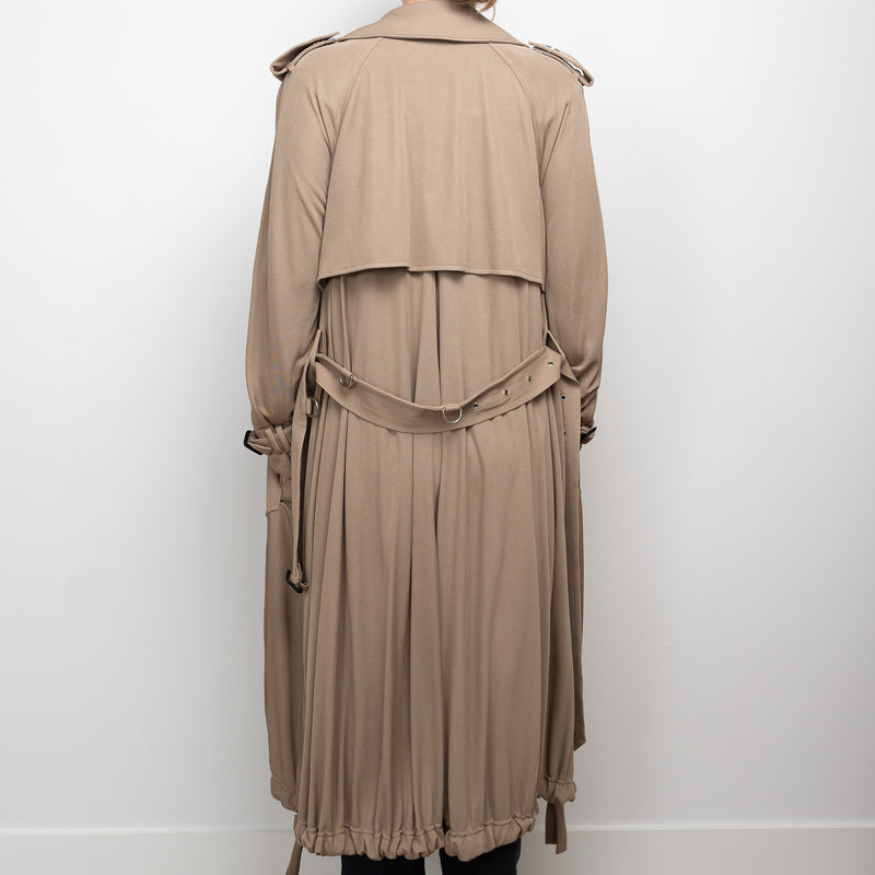 Burberry Beige Belted Pleated Trench Coat Size 2