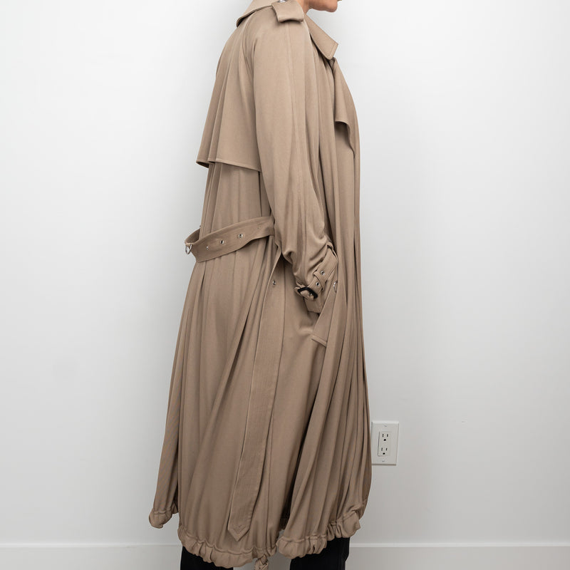 Burberry Beige Belted Pleated Trench Coat Size 2