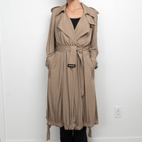 Burberry Beige Belted Pleated Trench Coat Size 2