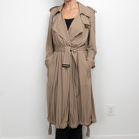 Burberry Beige Belted Pleated Trench Coat Size 2