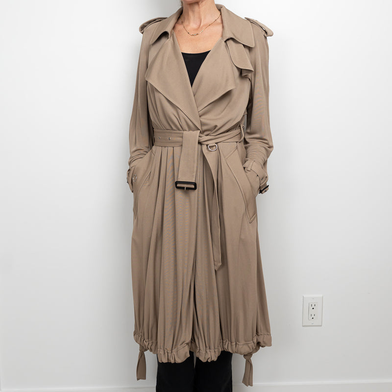 Burberry Beige Belted Pleated Trench Coat Size 2