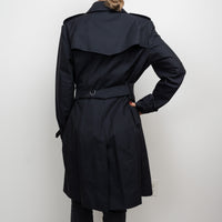 Burberry Midnight Black Cotton Belted Trench Coat Size 14