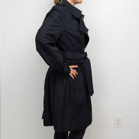 Burberry Midnight Black Cotton Belted Trench Coat Size 14