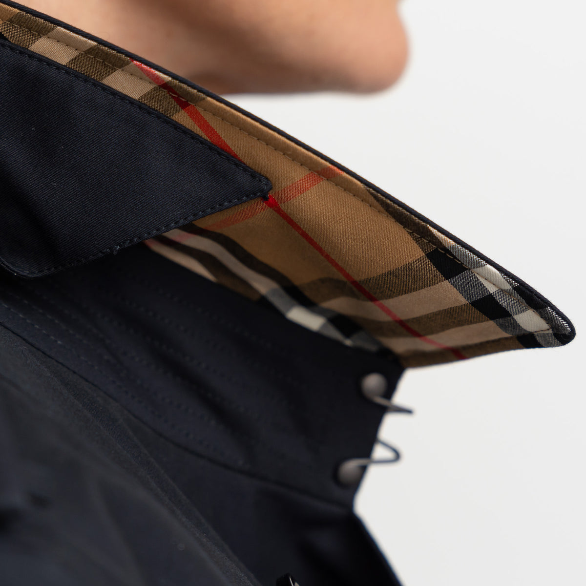 Burberry Midnight Black Cotton Belted Trench Coat Size 14