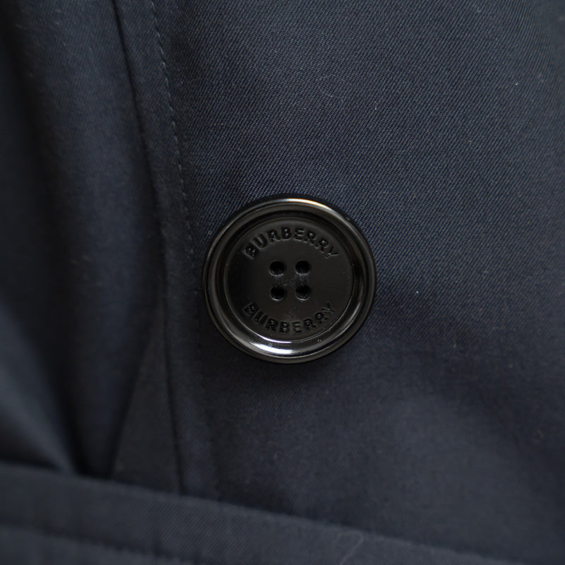 Burberry Midnight Black Cotton Belted Trench Coat Size 14