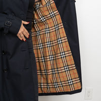 Burberry Midnight Black Cotton Belted Trench Coat Size 14