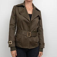 Burberry Brown/Green Cropped Trench Coat Size 4