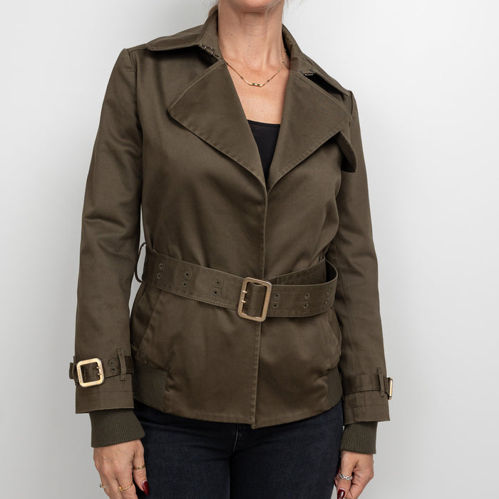 Burberry Brown/Green Cropped Trench Coat Size 4