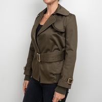 Burberry Brown/Green Cropped Trench Coat Size 4
