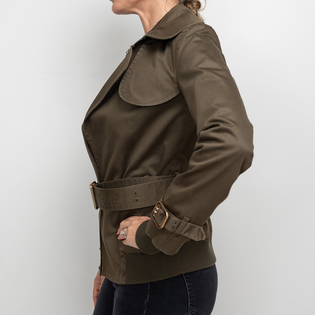 Burberry Brown/Green Cropped Trench Coat Size 4