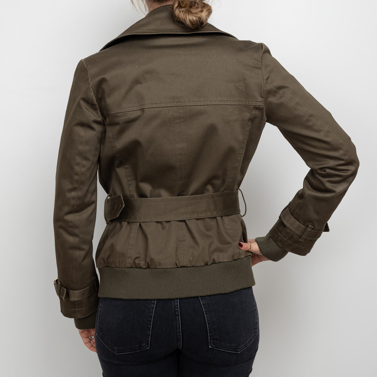 Burberry Brown/Green Cropped Trench Coat Size 4