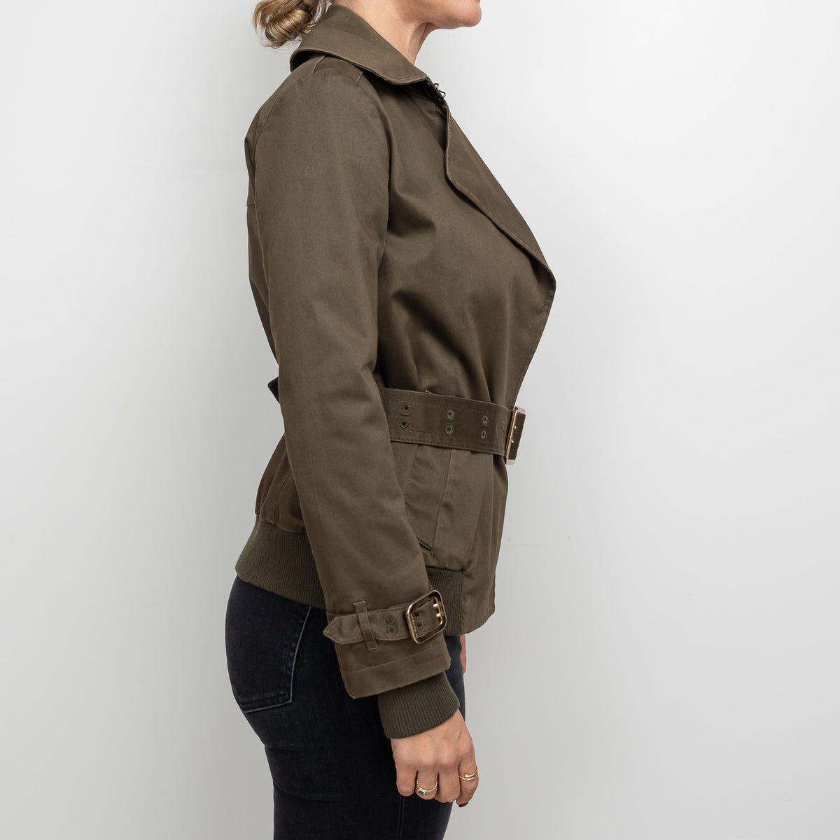 Burberry Brown/Green Cropped Trench Coat Size 4