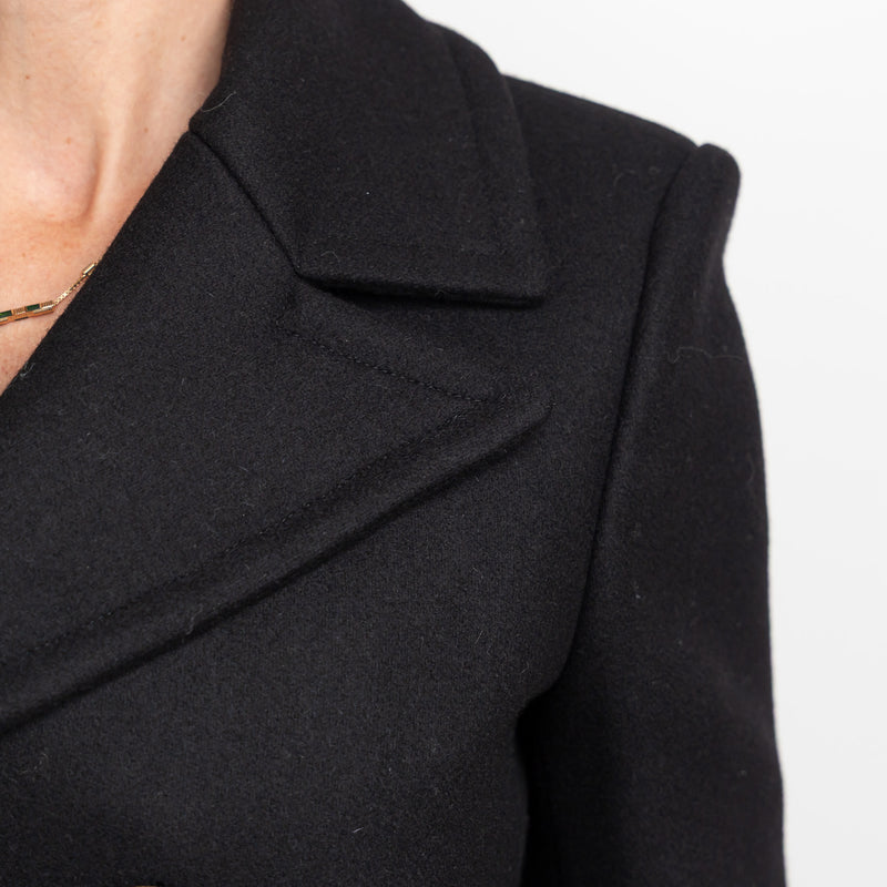 Gucci Black Peacoat with Embroidered Bird Size 40