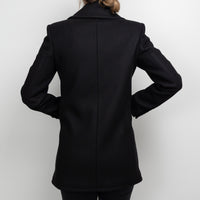 Gucci Black Peacoat with Embroidered Bird Size 40