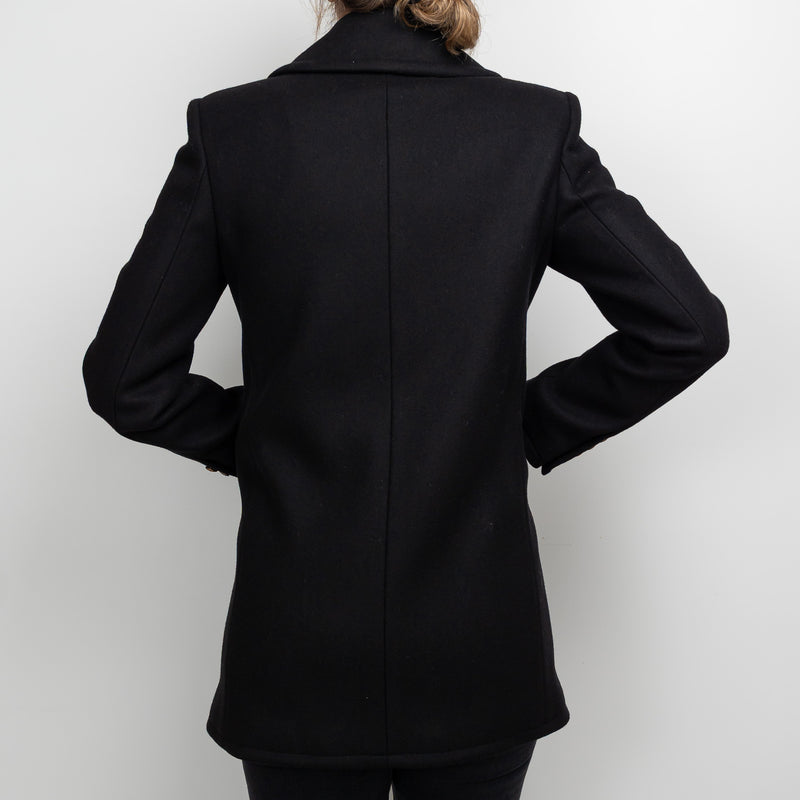 Gucci Black Peacoat with Embroidered Bird Size 40